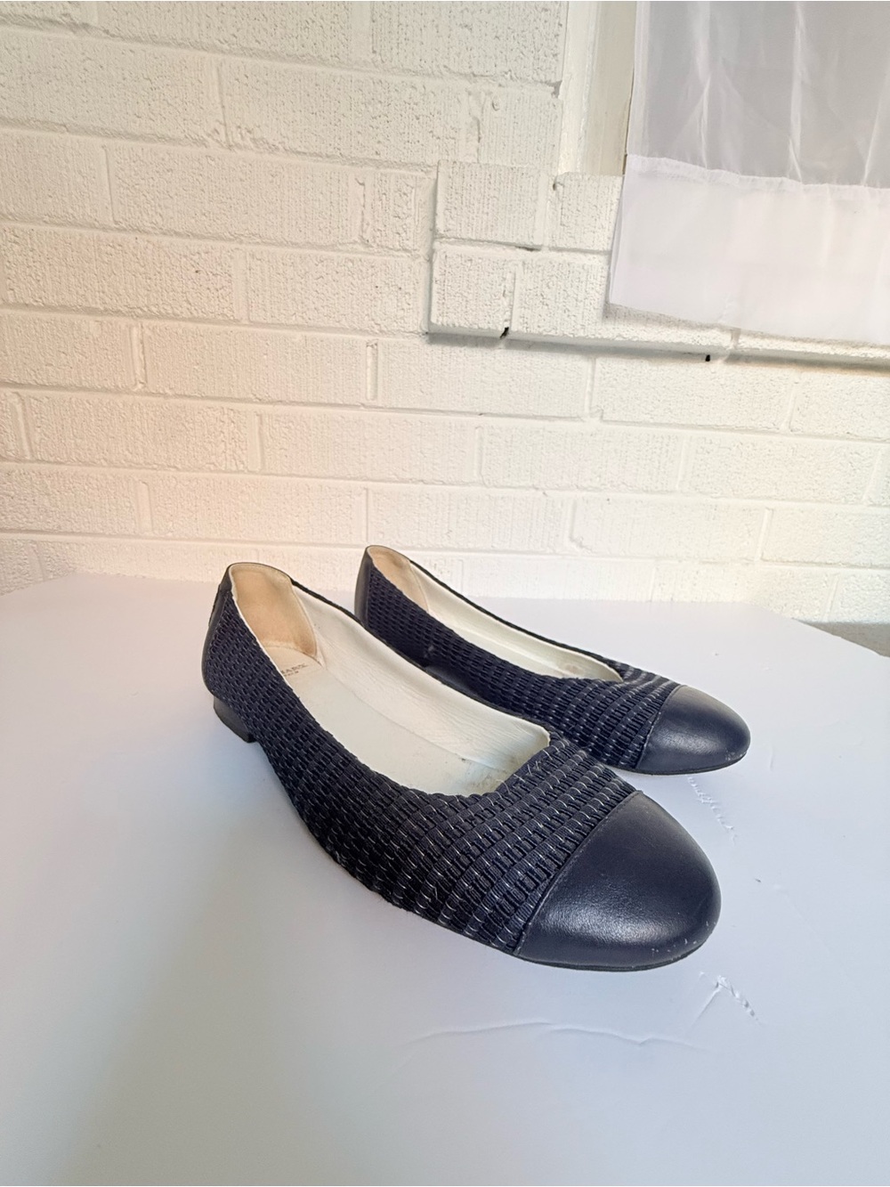 Paul & Shark Navy Woven Cap-Toe Flats